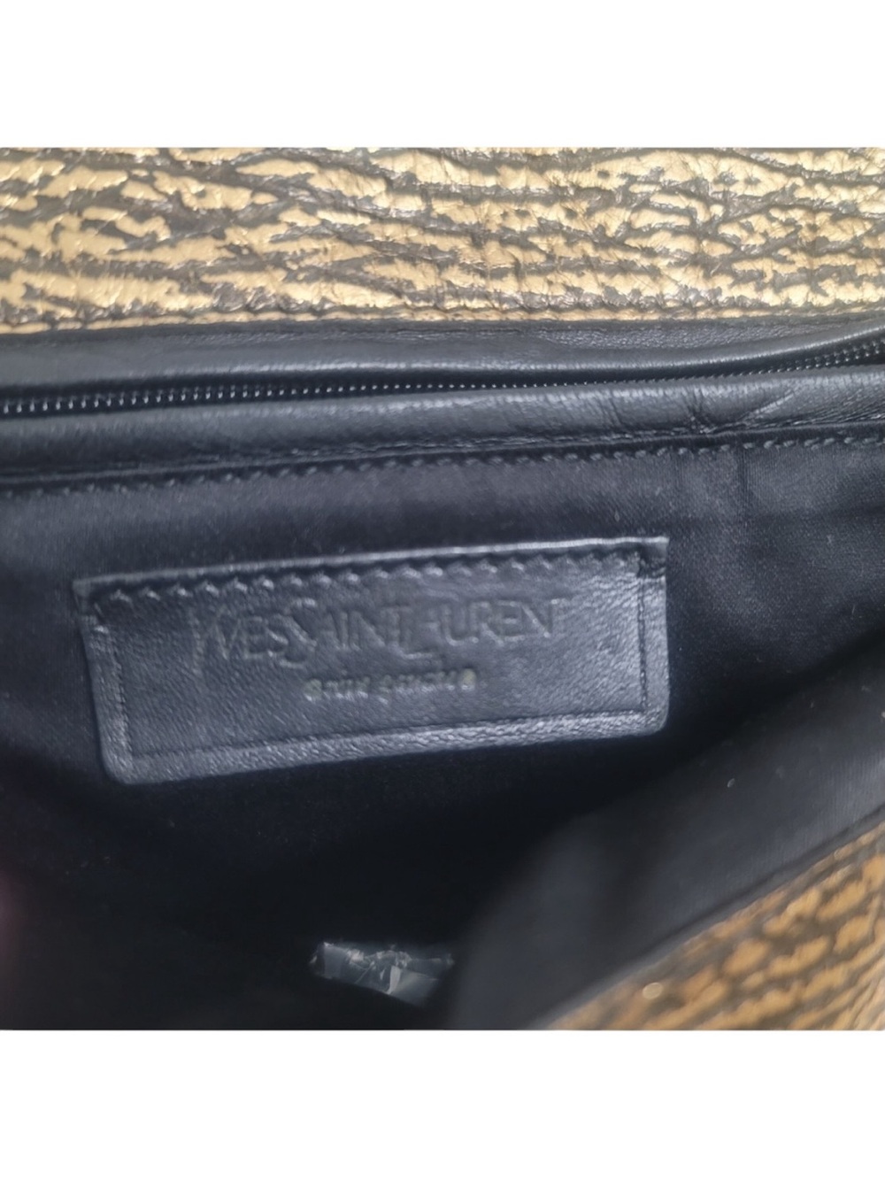 YVES SAINT LAURENT Metallic Gold Textured Leather Hobo Bag - Archival YSL - Picture 12 of 15
